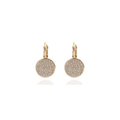 Gold pave and crystal drop earrings